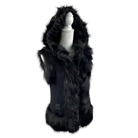 Boiled Wool Vest with Real Fox Fur - Picture 1 of 7